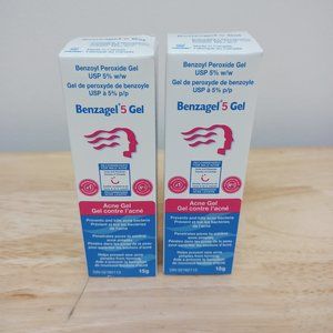 2 X Benzagel 5 Acne Gel 15g  Acne Bacteria Treatment 5% Benzoyl Peroxide